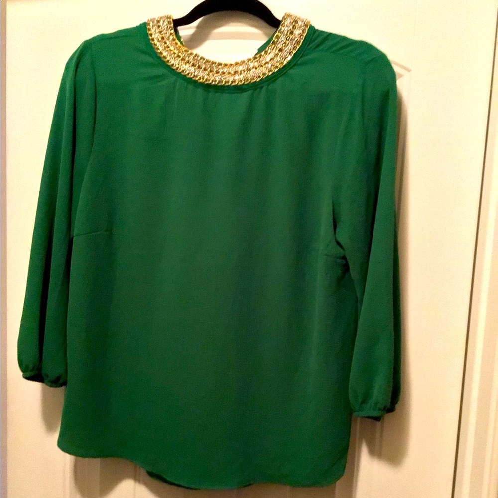 Holiday Green Embezzled Blouse